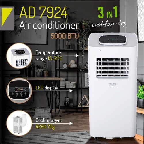 Aparat de aer conditionat portabil 3in1 cu dezumidificator Adler AD7924 Aparat de aer conditionat portabil 3in1 cu dezumidificator Adler AD7924